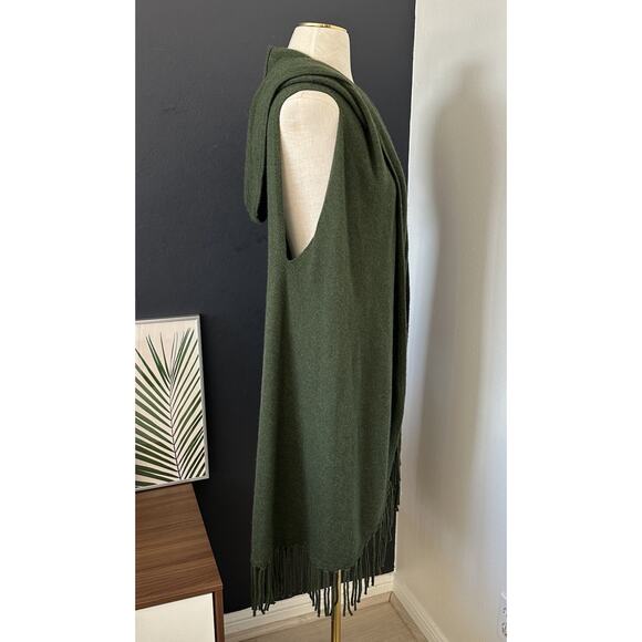 Elaine Turner Cashmere Open Front Cardigan Knit Vest Fringe Draped Collar - Picture 3 of 11